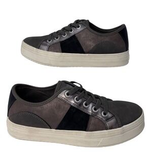 Blowfish Malibu Womens 9 Gray Black Faux Leather Canvas Sneakers Casual